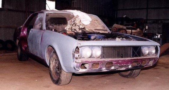 Front of the car being repaired